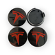 Комплект колпачков на диски Tesla ( 4шт), черный с красной эмблемой - изображение 1