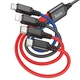 Кабель HOCO X76 USB to iP+Type-C+Type-C+Micro 2A, 1m, nylon, aluminum connectors Black+Red+Blue - изображение 1