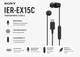 Навушники дротові з мікрофоном Sony IER-EX15C USB-C Чорний (IEREX15CB.E) - зображення 2