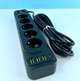 Подовжувач мережевий UA Power F25U, 5 розеток, 3USB, Type-C, 2 м, чорний - зображення 3
