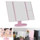 Зеркало косметическое тройное Superstar Magnifying Mirror, с LED подсветкой и подставкой, 22 лампочки, сенсорное управление, вращение на 180°, розовое - изображение 4