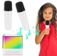 Портативная Bluetooth колонка K18 с LED подсветкой + 2 микрофона, для вечеринок и караоке, на аккумуляторе 2000 мАч, до 8 часов работы, белая - изображение 2