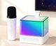 Портативная Bluetooth колонка K18 с LED подсветкой + 2 микрофона, для вечеринок и караоке, на аккумуляторе 2000 мАч, до 8 часов работы, белая - изображение 8