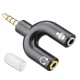 Разветвитель для наушников и микрофона 3,5 мм Jack 3-pin на 4-pin аудиоадаптер, сплиттер, черный - изображение 2