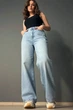 Джинсы женские Its Basic 2499-3-4 Wide Leg jeans с высокой талией и выточками на бедрах 40 голубые - изображение 1