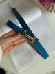 Жіночий двосторонній шкіряний ремінь із золотою пряжкою 549-04/1 - изображение 3