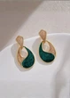 Сережки жіночі з підвісками овалами двокольорові Fashion Jewelry Зелені з рожевим 20452 - зображення 3