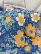 Мусліновий плед покривало Cappone Сонячні Квіти 4 шари 200×230 см, синій - зображення 4