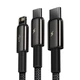 Кабель Baseus Tungsten USB 2.0 to USB-C/Lightning/Micro-USB 3.5A 1.5m Black (CAMLTWJ-01) - зображення 3
