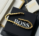 Чоловічий браслет Hugo Boss золотистий з нержавіючої сталі набір з коробкою для щоденного носіння та подарунка - зображення 3