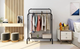 Подвійна підлогова вішалка для одягу Double floor Hanger 110×150×57 см Чорна Металева стійка для одягу та взуття з двома перекладинами - изображение 2