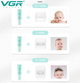 Дитяча машинка для стрижки волосся VGR 151 Baby Hair Clipper безшумна до 50 дБ IPX7 акумулятор 800 мАг 120 хв роботи USB 3 насадки контейнер для волосся - изображение 4