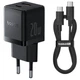 МЗП Baseus Palm Fast Charger 20W (Type-C + USB) 20W + Кабель Type-C to Type-C 60W (1m) - зображення 1