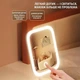 Зеркало для макияжа с подсветкой LED настольное косметическое сенсорное с подставкой белое - изображение 9