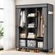 Універсальна тканинна шафа для зберігання речей HCX WARDROBE NEW CL-128 / Складаний органайзер для одягу 170х130х45см - зображення 1