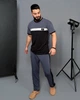 Легкий спортивный костюм мужской без утепления с футболкой и штанами двунитка 52-54 графит (темно-серый) - изображение 7