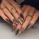 Накладные ногти Nail кошачий глаз шоколад, форма стилет, длинные, 24 шт - изображение 1