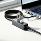 USB-хаб Hoco HB1D 4 в 1 сірий три USB 2.0 RJ45 для ноутбука та комп'ютера алюмінієвий сплав довжина кабелю 1 м - зображення 3