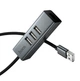 USB-хаб Hoco HB1D 4 в 1 сірий три USB 2.0 RJ45 для ноутбука та комп'ютера алюмінієвий сплав довжина кабелю 1 м - зображення 8
