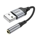 Перехідник Hoco LS36 USB to AUX 3.5mm female 12см чорний з підтримкою мікрофона та управління - зображення 3
