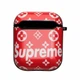 Футляр для навушників Airpods 1 2 пластиковий силіконовий червоний Supreme Red з карабіном - зображення 1
