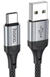 Кабель USB Type-C 3A 1м чорний нейлонова обплетення Hoco X102 для заряджання та синхронізації - зображення 6