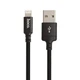 Кабель USB Lightning 1м Hoco X14 Times Speed ​​чорний конектор USB male Lightning металеві обплетення текстильна - зображення 5