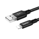 Кабель USB Lightning 1м Hoco X14 Times Speed ​​чорний конектор USB male Lightning металеві обплетення текстильна - зображення 6