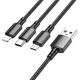 Кабель USB Borofone BX71 3 в 1 2А 0.8м Micro USB Type-C Lightning чорний - зображення 8