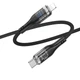 Кабель USB Type-C to Lightning 20W 1.2м чорний Hoco U115 Transparent для швидкого заряджання Apple пристроїв - зображення 3