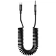 Кабель AUX Proove Steel Spring Type-C to 3.5 (ACSS00005201), 0.45–1 м пружинный, усиленные разъемы, TPU, черный - изображение 1