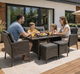 Садовый набор мебели MEBEL ELITE ATLANTA на 5 человек техноратанг, диван 158 см, 2 кресла, 2 пуфа, стол 120×64×70 см со стеклянной столешницей, коричневый - изображение 7