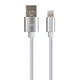 Дата кабель USB 2.0 AM to Lightning 1m nylon silver Vinga (VCPDCLNB1S) - изображение 2