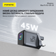 Зарядное устройство Foneng Display HuB 45W GaN мощное универсальное с индикатором заряда портативный адаптер с быстрой зарядкой блок питания USB-A и USB-C энергоэффективный для телефонов планшета айфона и самсунга Apple iPhone Samsung - изображение 3