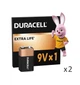 Набор Щелочная батарейка Duracell 6LR61 MN1604 9V 1 шт (5000394077225) 2 упаковки - изображение 1