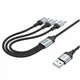 Кабель USB 3 в 1 Lightning Micro-USB Type-C 1м 2,4А HOCO X102 черный для зарядки и передачи данных - изображение 4
