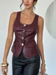 Топ из эко кожи Shein sz25061978128430693 S бордовый (100010019) - изображение 1