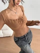 Вязаный топ Shein sz2410227675651512 S коричневый (100010043) - изображение 7