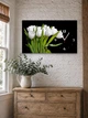 Картина на холсте MAKO Tulips Black с часами 30×53 см бесшумный плавный ход кварцевый механизм 3053-003 - изображение 3