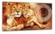 Картина на холсте MAKO Lion Family Sunset с часами 30×53 см бесшумный плавный ход кварцевый механизм 3053-060 - изображение 1