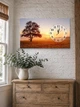 Картина на холсте MAKO Sunset Tree Orange с часами 30×53 см бесшумный плавный ход кварцевый механизм 3053-011 - изображение 3