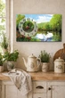 Картина на холсті MAKO Swans Lake Green з годинником 30×53 см безшумний плавний хід кварцовий механізм 3053-023 - зображення 2
