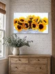 Картина на холсте MAKO Sunflowers Bouquet Bright с часами 30×53 см бесшумный плавный ход кварцевый механизм 3053-065 - изображение 3