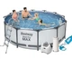 Каркасний басейн Bestway 56420-7 круглий на 10250 л із ПВХ та сталі 366х122 см з картриджним насосом, хлоргенератором, скімером, пилососом, драбиною, тентом та підстилкою для літнього відпочинку - изображение 2