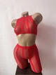 Сексуальний комплект топ та легінси «Смугаста спокуса» Sexy OneSize червоний (5-41) - изображение 2