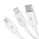 Кабель Baseus Superior Series 3 в 1 USB to Lightning / Micro-USB / Type-C, 3.5A, 1.5м, швидка зарядка, білий - зображення 4
