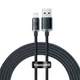 Кабель Baseus Crystal Shine Series USB to Lightning 2.4A, 2 м, быстрая зарядка, усиленный, черный - изображение 1