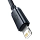 Кабель Baseus Crystal Shine Series USB to Lightning 2.4A, 2 м, быстрая зарядка, усиленный, черный - изображение 3