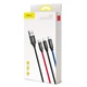 Кабель Baseus 3 в 1 Three Primary Colors USB to Lightning / Micro-USB / Type-C, 3.5A, 0.3м, швидка зарядка, чорний - зображення 2