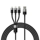 Кабель Baseus StarSpeed 3 в 1 USB to Lightning / Micro-USB / Type-C, 3.5A, 1.2м, швидка зарядка, чорний - зображення 1